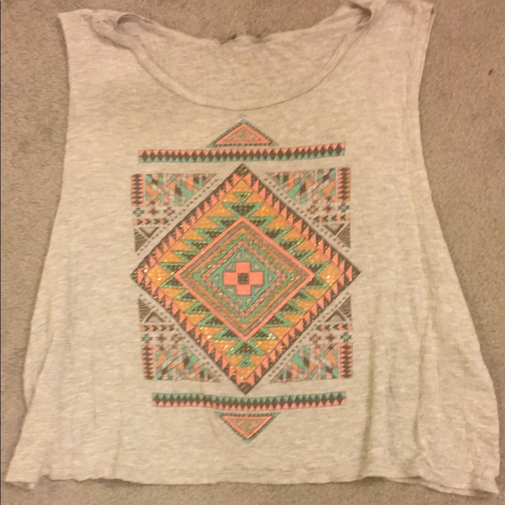 Jeweled gray muscle tee